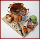 KA076C Copper Stockpot on Preparation Board