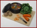 KA076B Black Stockpot on Preparation Board