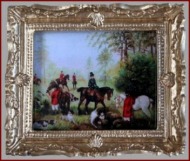 P 010 A Gold Framed Picture of a Hunting Scene