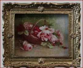 P017 A Gold Framed Picture of a Basket of Roses