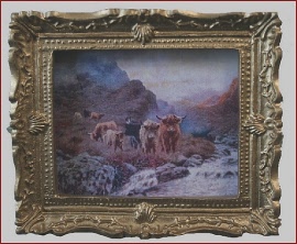 P 022 A Gold Framed Picture of Highland Cattle